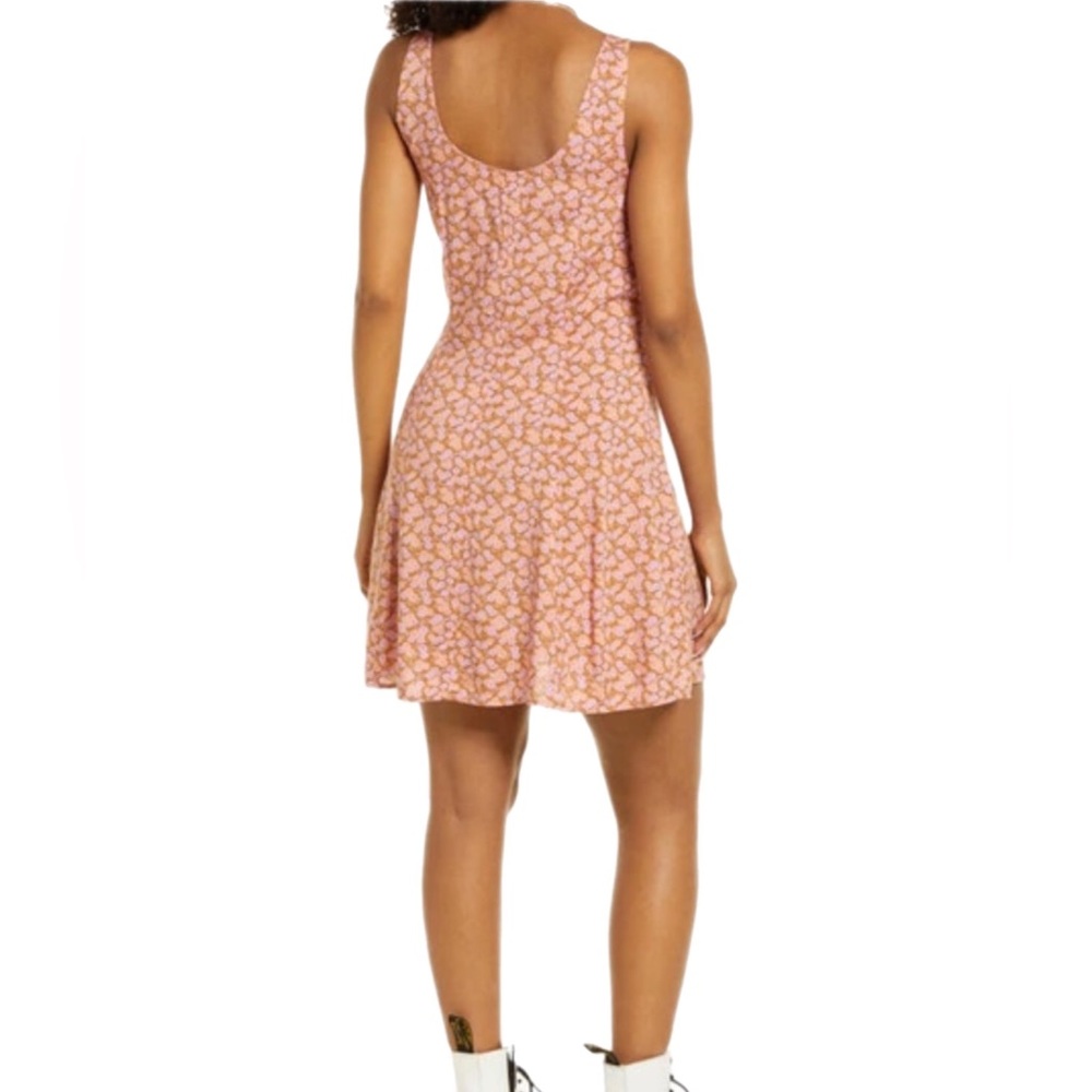 BP Tan/Pink Allison Button Front Woven Tank Dress - Picture 9 of 9